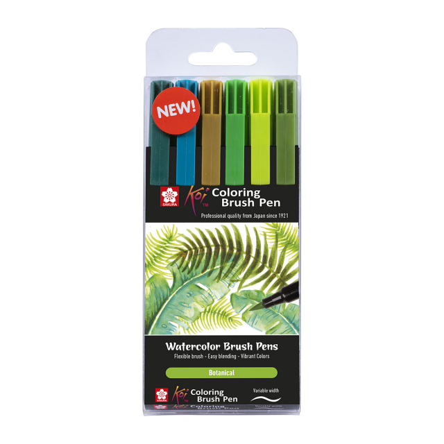 Koi Coloring Brush Pen 6-set Botanical