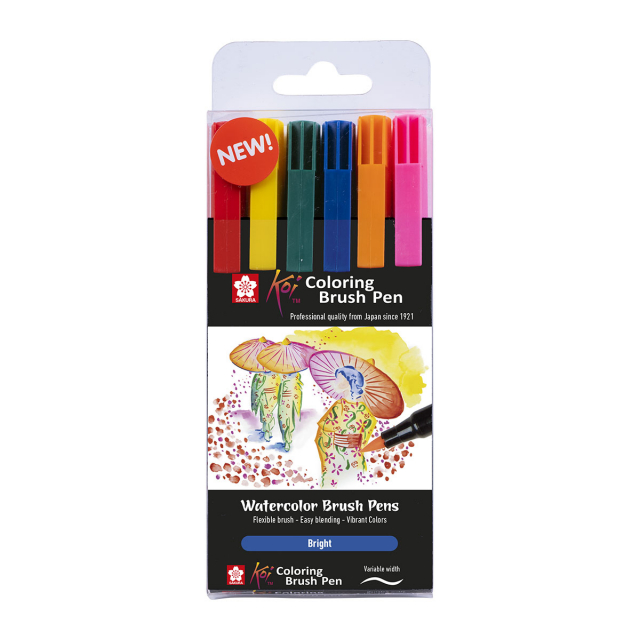 Koi Coloring Brush Pen 6-set Bright