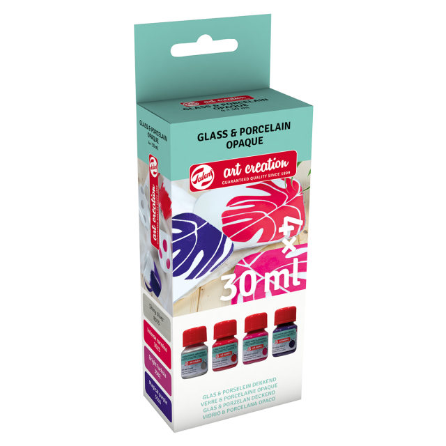 Glas & Porslinsfärg Ogenomskinlig Set 4 x 30 ml Rosa Silver