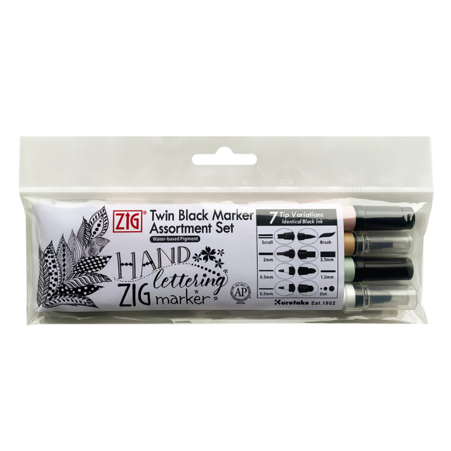 Twin Tip Marker Svart 4-set