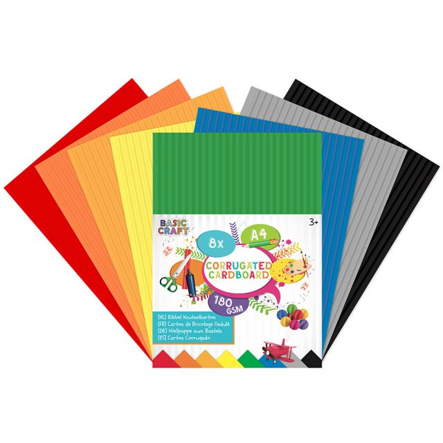 Färgad wellpapp A4 8-pack