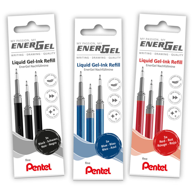 Refill Energel 3-pack 0.5 Svart i gruppen Pennor / Penntillbehör / Patroner och refiller hos Pen Store (129519)
