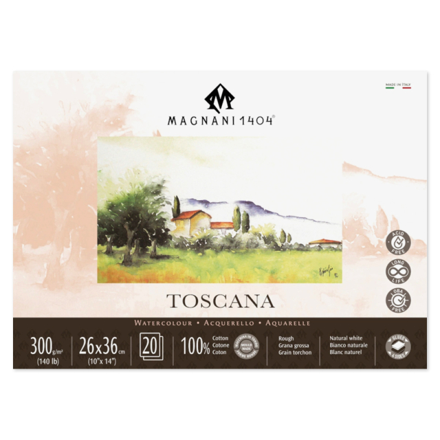 Akvarellblock Toscana 100% Bomull 300g 26x36cm 20 ark