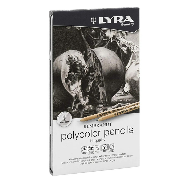 Rembrandt Polycolor Gråskala 12-set