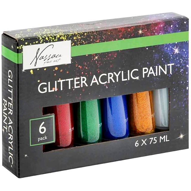 Akrylfärg 120 ml 6-set Glitter