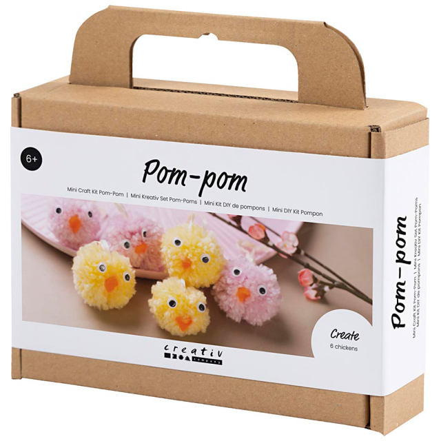 Mini DIY-kit Pompom-kycklingar
