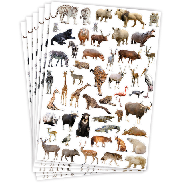 Sticker vilda djur 6 Ark