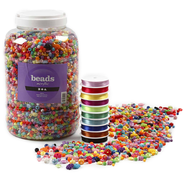 Pärlor och smyckestråd Storpack