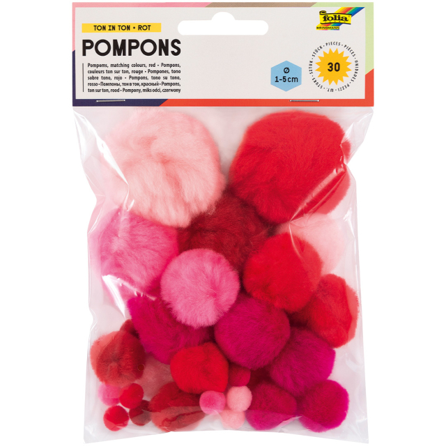 Pompoms Röd 30-pack