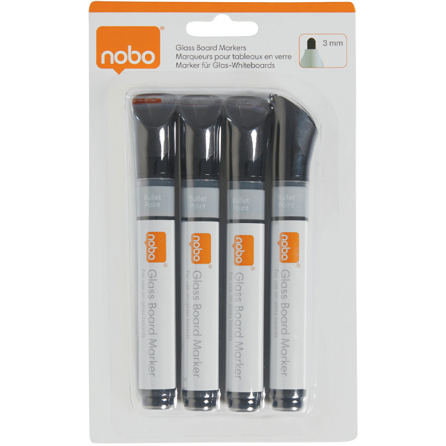 Whiteboardpenna för glastavla Svart 4-pack