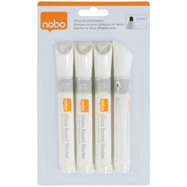 Whiteboardpenna för glastavla Vit 4-pack