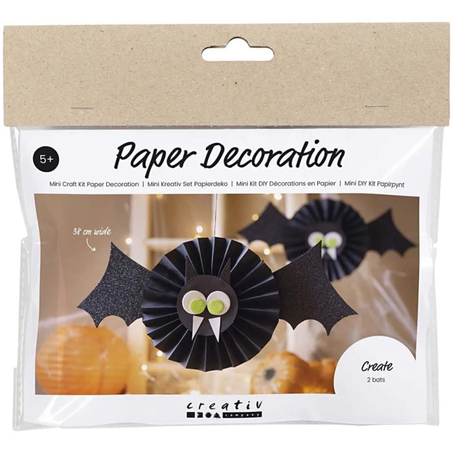 Mini DIY-kit Pappersdekoration Fladdermöss (5 år+)