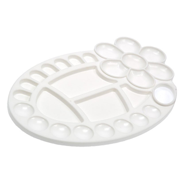 Oval plastpalett Blomma