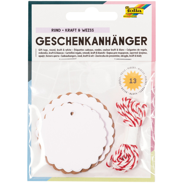 Juletiketter Manillamärken rund 12-pack