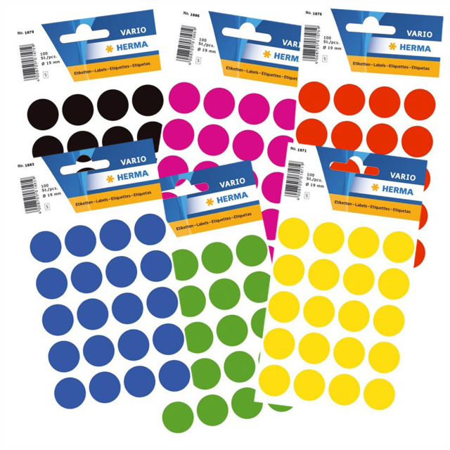 Rund klisteretikett Ø19mm 100-pack