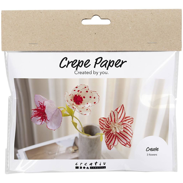 DIY-kit Pappersblommor av crepepapper Set 2