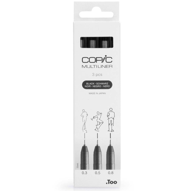 Multiliner Classic 3-set Black Medium