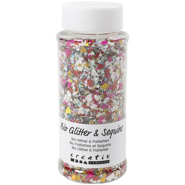Bio-glitter och Bio-paljetter Storpack 140 ml