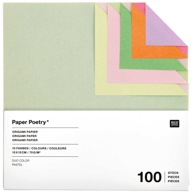 Origamipapper Duo Colour Pastel 15x15 cm 100 ark