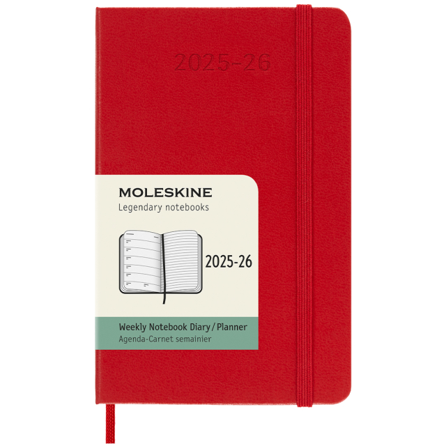Kalender 18M WeekNote Hard Cover Pocket Red