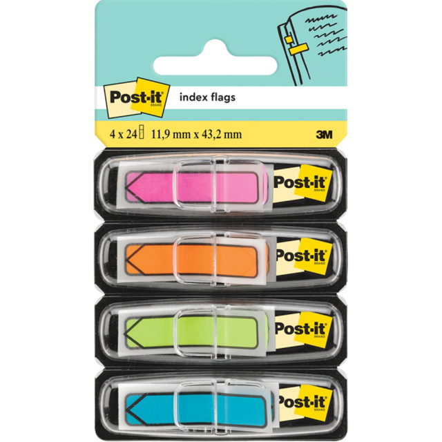 Post-it Indexflikar Pil 11,9x43,2 mm 4 färger Neon