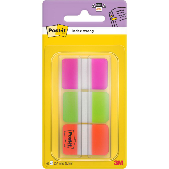 Post-It Indexflikar 25,4x38,1 mm Strong 3 färger Neon
