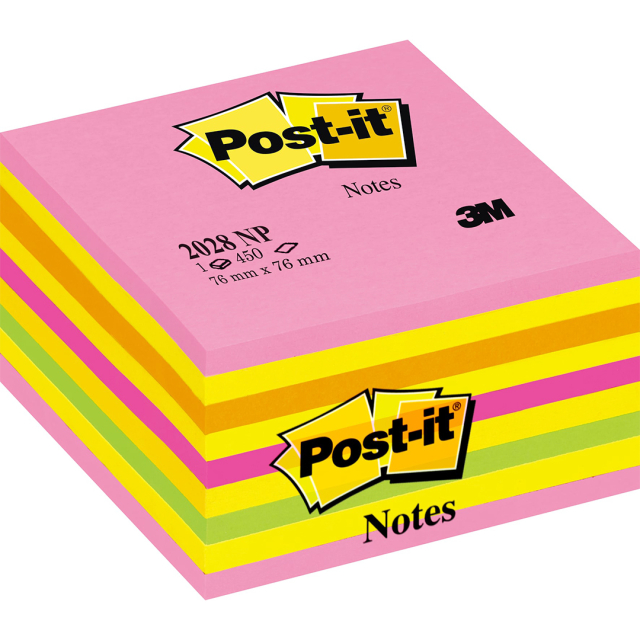 Post-It Notiskub 76x76 Färgmix Neon 1
