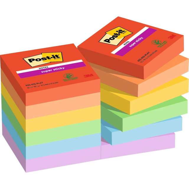 Post-it Super Sticky 47,6x47,6 Färgmix Playful 12-pack