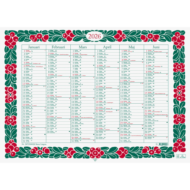Kalender Stora Lingon