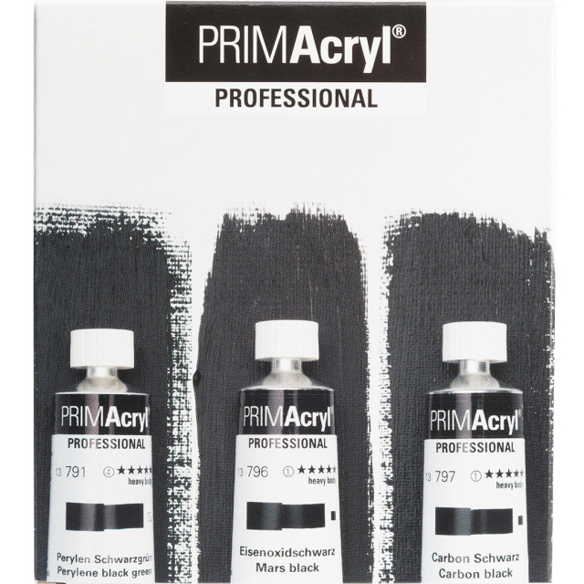 PRIMAcryl Akrylfärg 35 ml Black 3-set