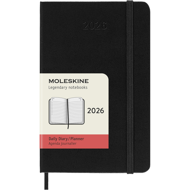 Kalender 12M Daily 2026 Hardcover Pocket Black