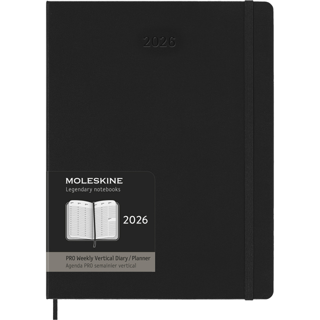 Kalender 12M Weekly Vertical PRO 2026 Hardcover XL Black