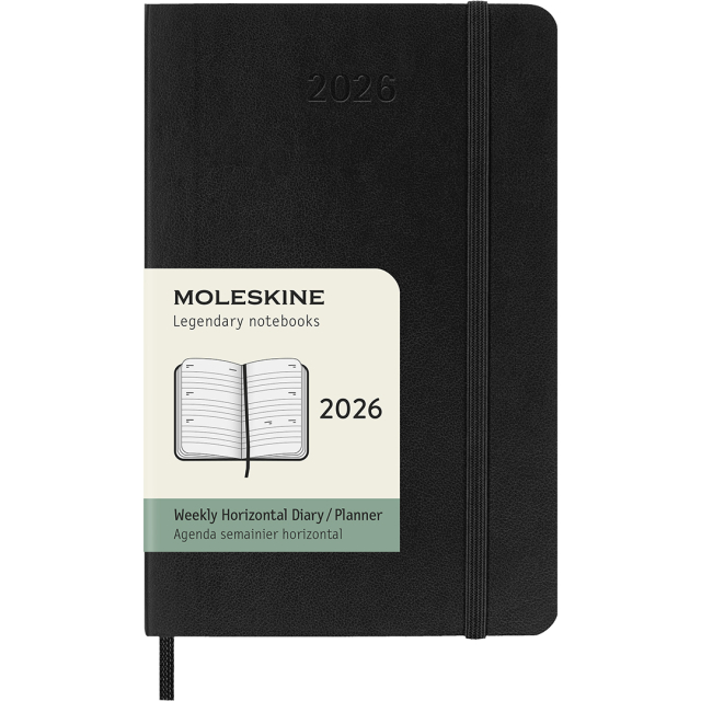 Kalender 12M Weekly Horizontal 2026 Softcover Pocket Black