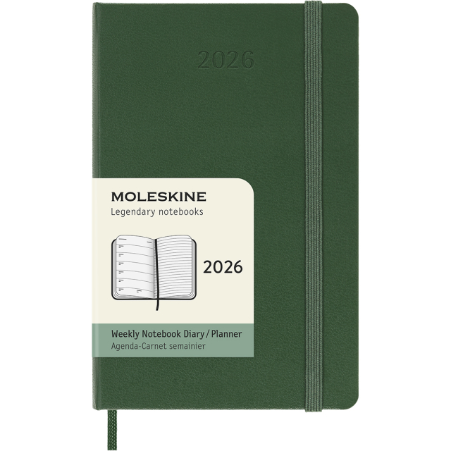 Kalender 12M Weekly Notebook 2026 Hardcover Pocket Myrtle Green