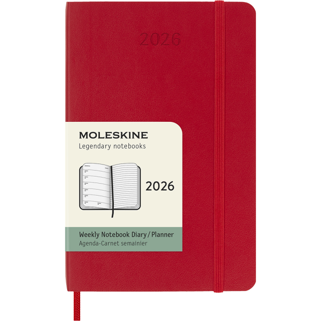Kalender 12M Weekly Notebook 2026 Softcover Pocket Red
