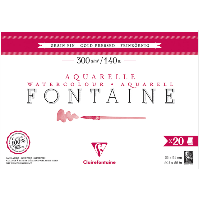 Fontaine Akvarellblock CP 36x51 cm 300g