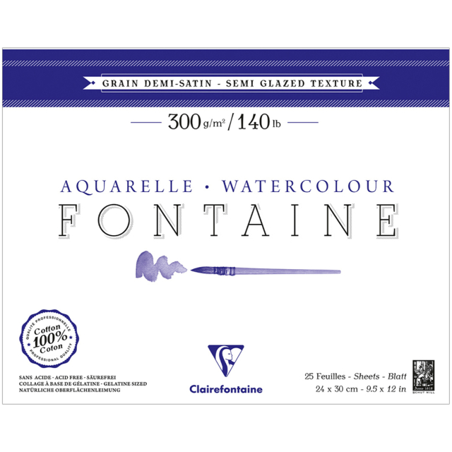 Fontaine Akvarellblock Semi-Glazed 24x30 cm 300g
