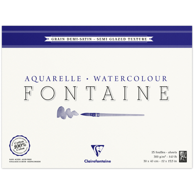 Fontaine Akvarellblock Semi-Glazed 30x40 cm 300g