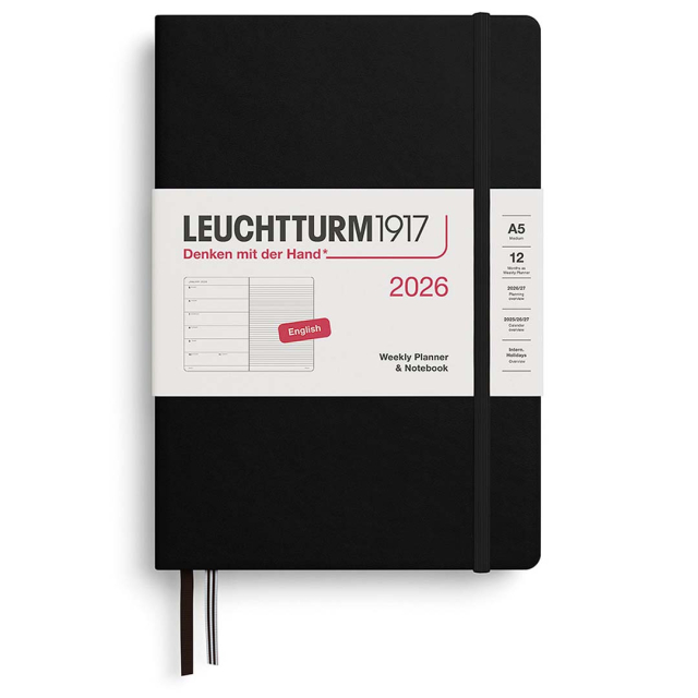 Kalender Weekly Planner & Notebook 2026 A5 Black