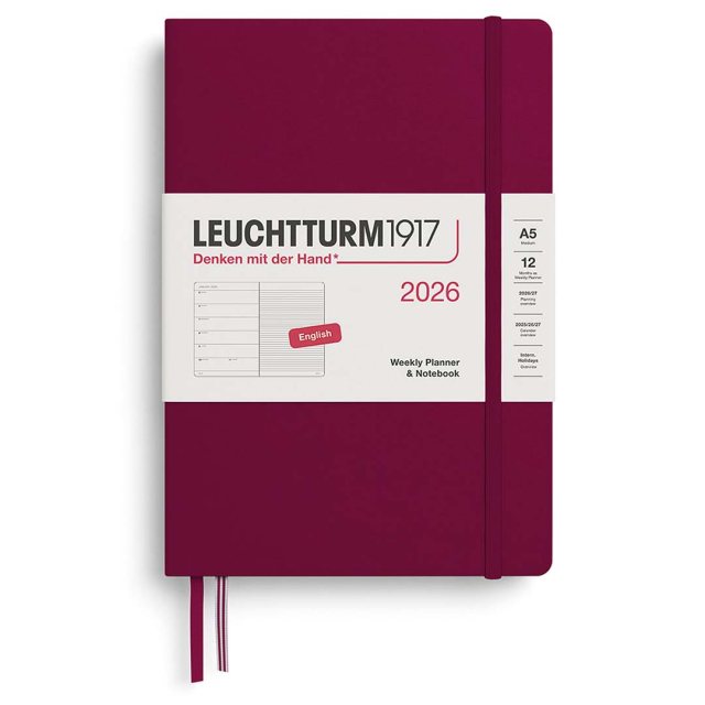 Kalender Weekly Planner & Notebook 2026 A5 Port Red