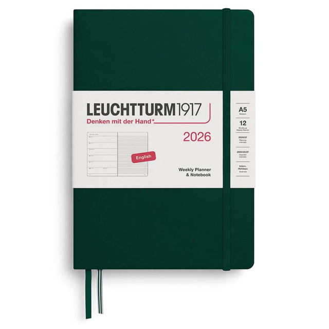 Kalender Weekly Planner & Notebook 2026 A5 Forest Green