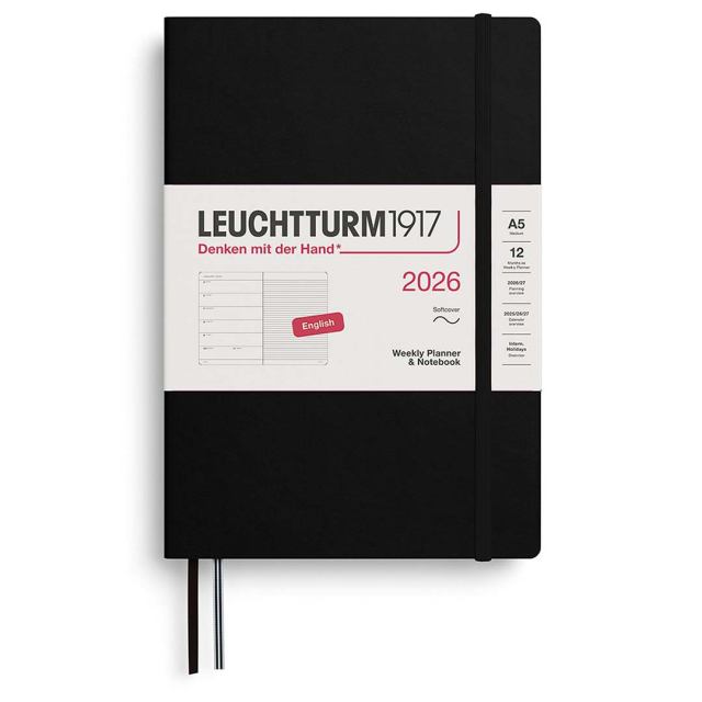 Kalender Weekly Planner & Notebook 2026 A5 Soft Cover Black
