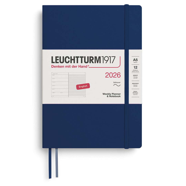 Kalender Weekly Planner & Notebook 2026 A5 Soft Cover Navy