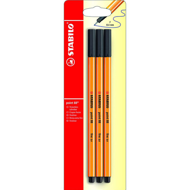 Point 88 Fineliner 3-pack Svart