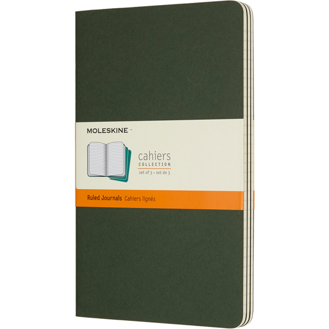 Cahier Notebook Large Green Linjerad