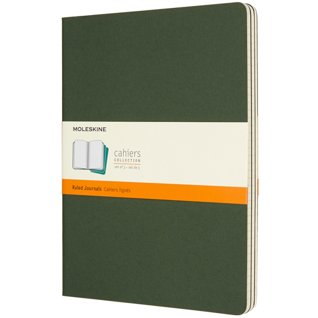 Cahier Notebook XL Green Linjerad