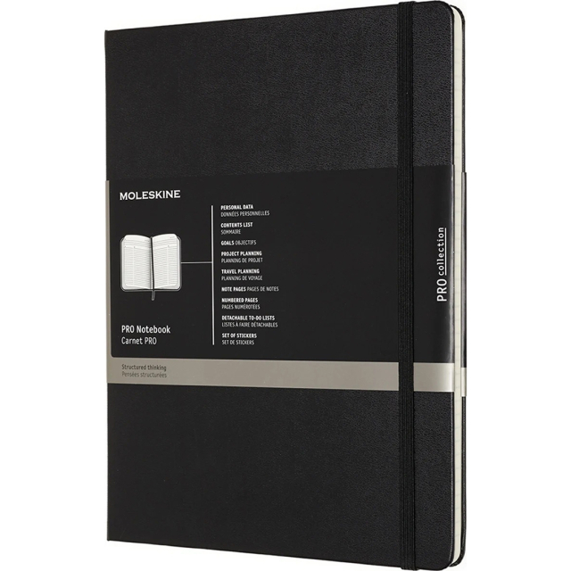 Pro Hard Cover Notebook XL Black Linjerad