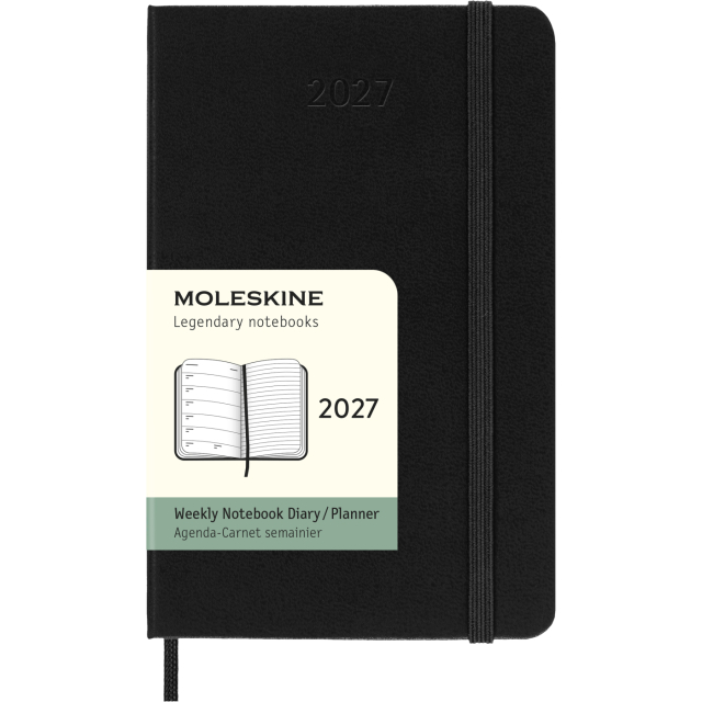Kalender 12M Weekly Notebook 2027 Hardcover Pocket Black
