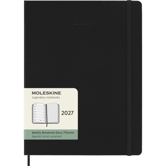 Kalender 12M Weekly Notebook 2027 Hardcover XL Black