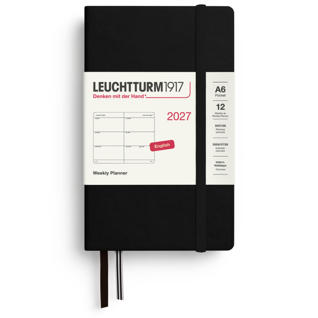 Kalender Weekly Planner 2027 A6 Black